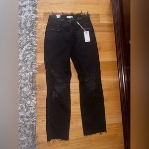 Good American Black Distresed Jeans WITH TAGS size 00/24